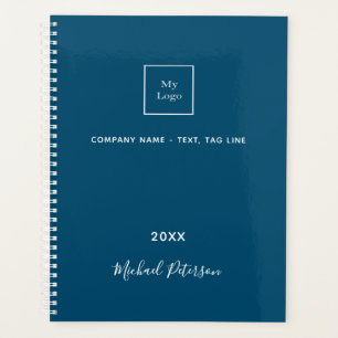 Agenda Logotipo de negocio azul blanco elegante monograma