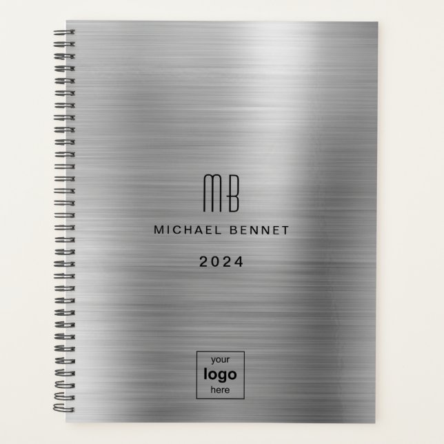 Agenda Logotipo de negocio Gris plateado 2024 (Anverso)