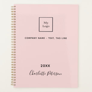 Agenda Logotipo de negocio lustre color rosa elegante mon