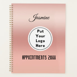 Agenda Logotipo de oro rosa personalizado moderno año y n