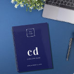 Agenda Logotipo del negocio de las iniciales del monogram<br><div class="desc">Fondo azul marino y texto blanco. Personalice y agregue su logotipo,  iniciales de monograma y un año de título. Tu logo en la parte delantera y en la parte trasera. Espacio para la dirección de su sitio web en la parte posterior.</div>