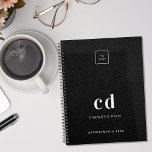 Agenda Logotipo del negocio de las iniciales del monogram<br><div class="desc">Una foto de piel negra falsa como fondo y texto blanco. Personalice y agregue su logotipo,  iniciales de monograma,  nombre y año de título. Tu logo en la parte delantera y en la parte trasera. Espacio para la dirección de su sitio web en la parte posterior.</div>
