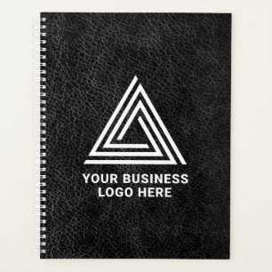 Agenda Logotipo empresarial moderno de cuero negro falso