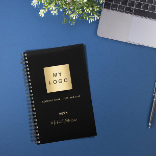 Agenda Logotipo empresarial negro dorado elegante monogra