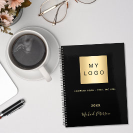 Agenda Logotipo empresarial negro dorado elegante monogra