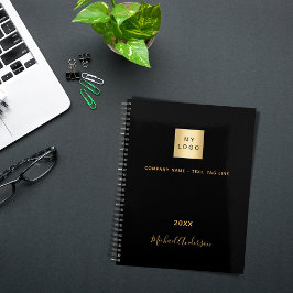 Agenda Logotipo empresarial negro dorado nombre elegante