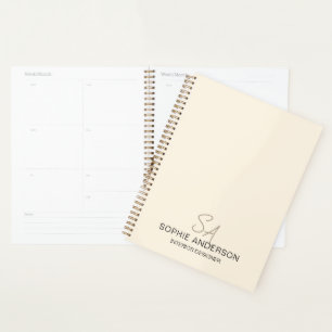Agenda Logotipo moderno Monograma Crema profesional Empre