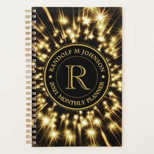 Agenda Logotipo Monograma 2021 Tiro con estrellas de oro 