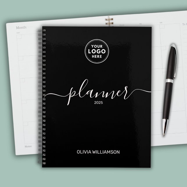 Agenda Logotipo Negra Profesional (Logo professional business planner with custom text)
