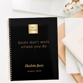 Agenda Logotipo negro cita motivacional empresarial oro