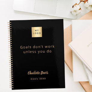 Agenda Logotipo negro cita motivacional empresarial oro