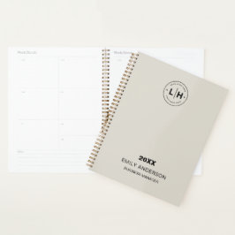 Agenda Logotipo personalizado corporativo QR neutro beige