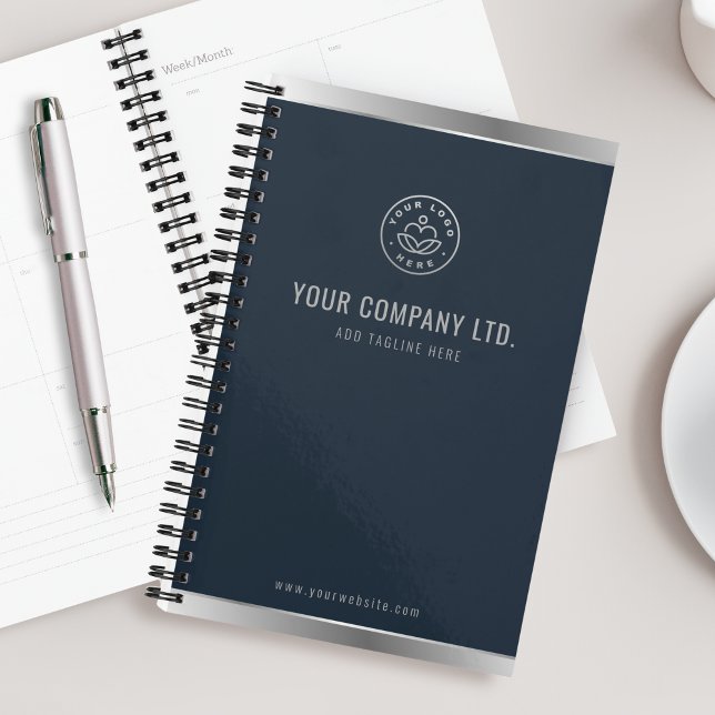 Agenda Logotipo personalizado Elegante Navy Blue Silver (Subido por el creador)