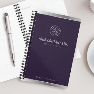 Agenda Logotipo personalizado Elegante Plata Púrpura