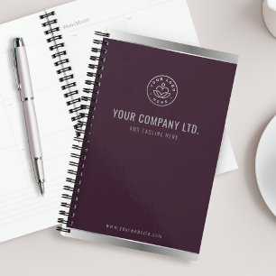 Agenda Logotipo personalizado Elegante Plata Roja Borgoña