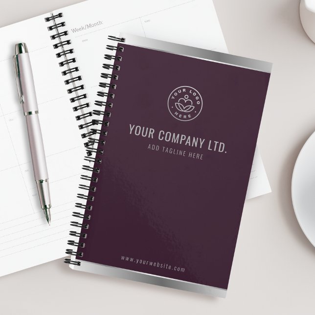 Agenda Logotipo personalizado Elegante Plata Roja Borgoña (Subido por el creador)