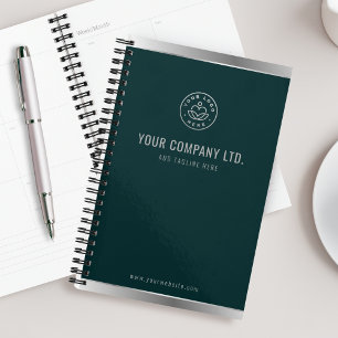 Agenda Logotipo personalizado Elegante Plata verde esmera