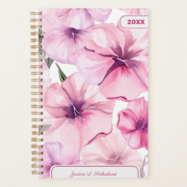 Agenda Logotipo personalizado floral rosa con acuarela bo