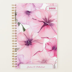 Agenda Logotipo personalizado floral rosa con acuarela bo