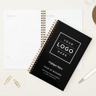 Agenda Logotipo Semanal de Negocio Negro con Marca
