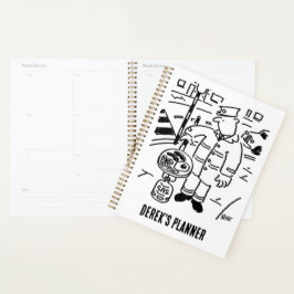 Agenda Lollipop Man está cocinando su desayuno. Divertido