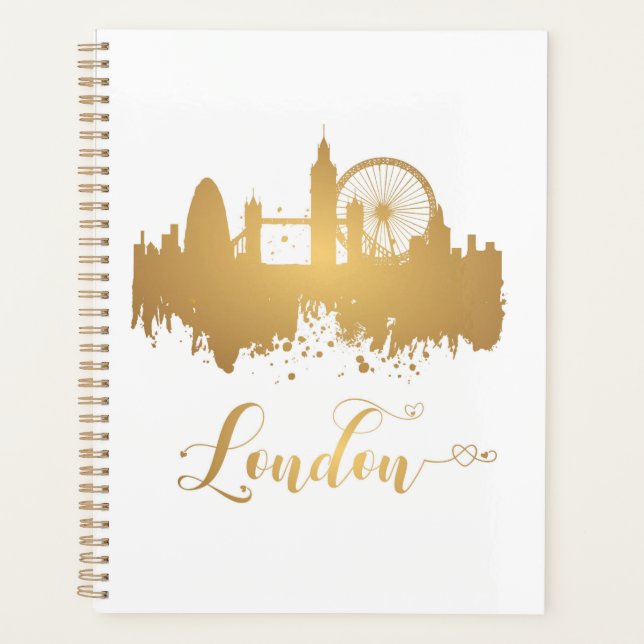 Agenda London Skyline Gold Map City Inglaterra Europa (Anverso)