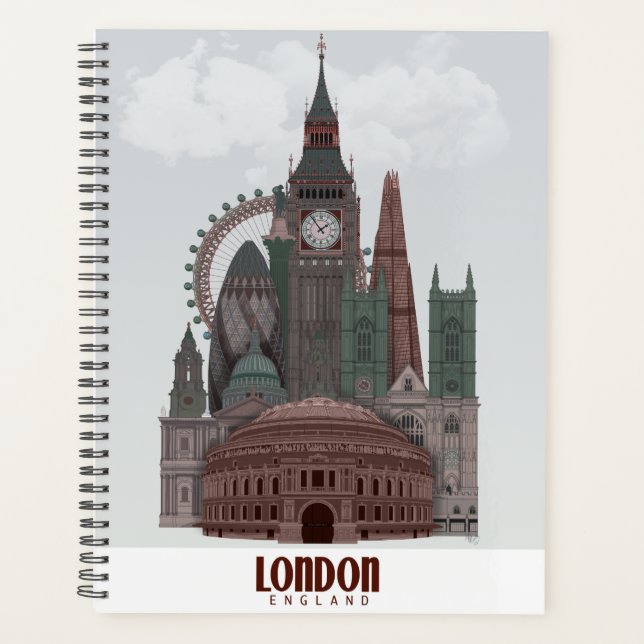 Agenda Londres en nubes rojas y verdes (Anverso)