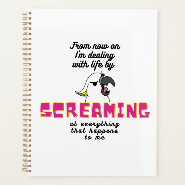 Agenda Loro Blanco Enfadado Con Texto Gracioso (Anverso)