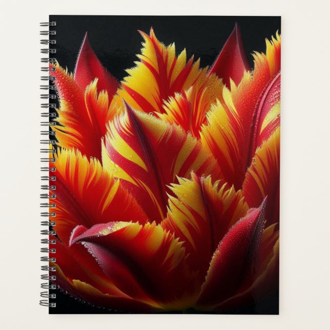 Agenda Loro Tulip Floral rojo y amarillo (Anverso)