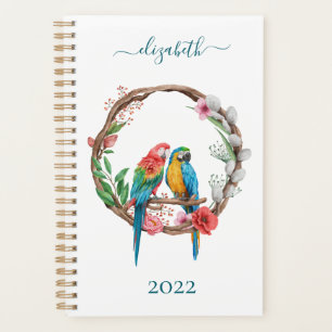 Agenda Loros de Monograma Guacamayos Pájaros Floral Color