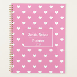 Agenda Los corazones modernos patrón rosa personalizado