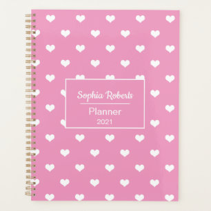 Agenda Los corazones modernos patrón rosa personalizado