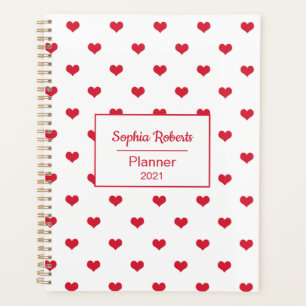 Agenda Los corazones modernos tienen un patrón rojo y bl