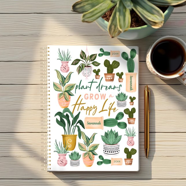 Agenda Los sueños de las plantas crecen una feliz vida lo (Plant Dreams Grow a Happy Life Crazy Plant Lady Planner)