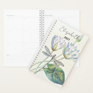 Agenda Loto y libélula personalizados, año personalizado