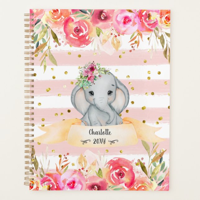 Agenda Love Baby Elephant Pink Girl Daily Diary (Anverso)