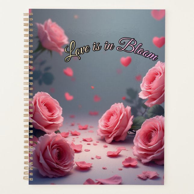 Agenda Love is in Bloom Pink Roses Romantic Valentine's  (Anverso)