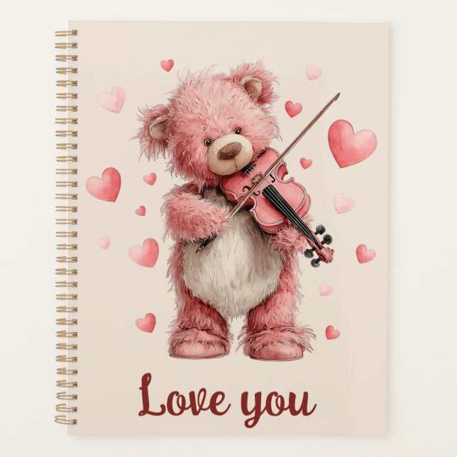 Agenda Love You Teddy with Violin (Anverso)