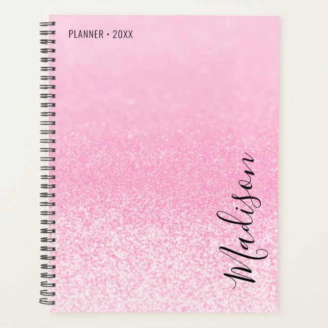Agenda Luces Purpurinas rosas personalizadas (Anverso)