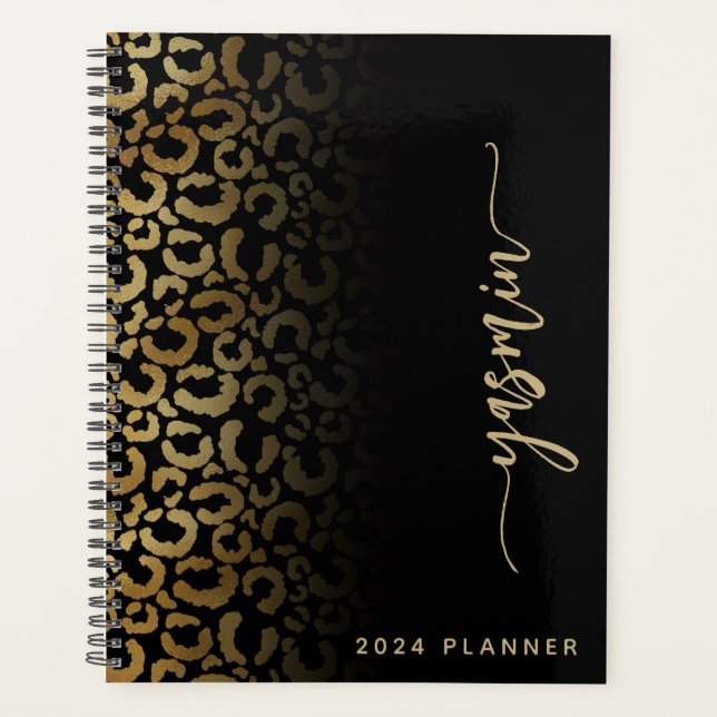 Agenda Lugares personalizados del Leopardo de oro negro d (Anverso)