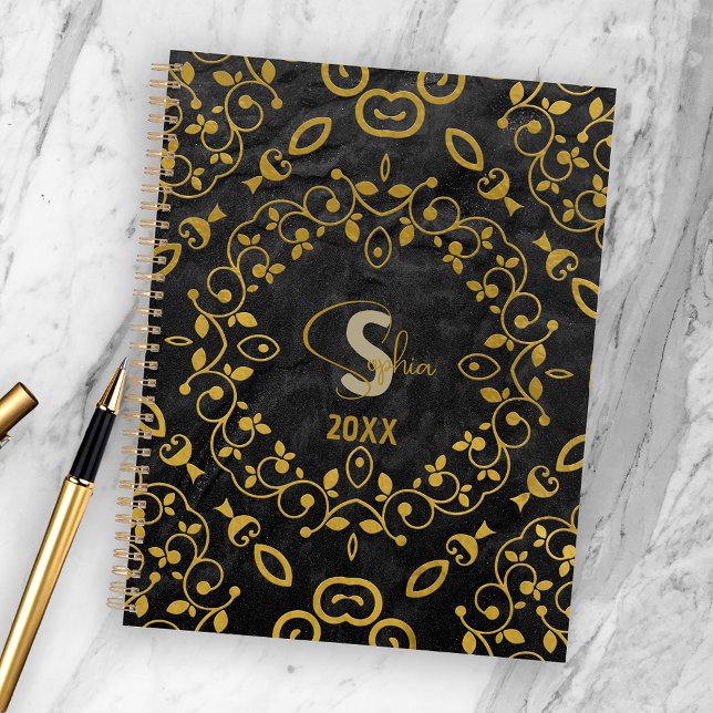 Agenda Lujo Barroco Vintage Negro Y Oro (Subido por el creador)