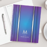 Agenda Lujo Moderno Mínimo Resumen Azul Violeta<br><div class="desc">Un elegante y lujoso planner abstracto de diseño geométrico azul y violeta. Personalice con su monograma y nombre.</div>