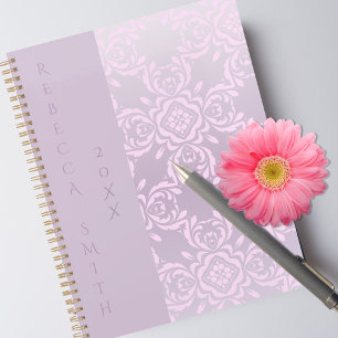 Agenda Lujoso Patrón de Damasco Rosa Claro Romántico y El