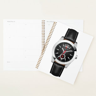 Agenda Lujoso reloj de cronograma negro con estilo