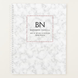 Agenda Lujoso Rosa de lujo de Marble Gold Designer Planne