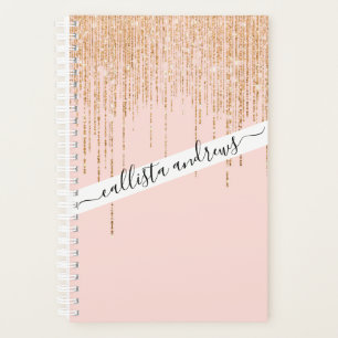 Agenda Lujoso Rubor Pink Gold Sparkly Purpurina Fringe