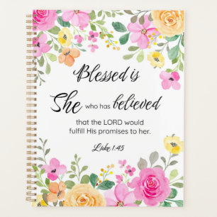 Agenda Luke 1:45 bendecida es ella, floral de las escritu