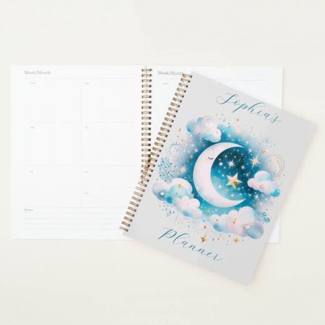 Agenda Luna Creciente Personalizada Nubes Celestiales Noc (Demostración)