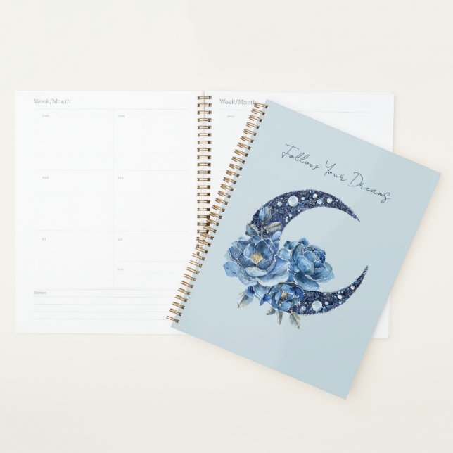 Agenda Luna Floral Azul (Demostración)