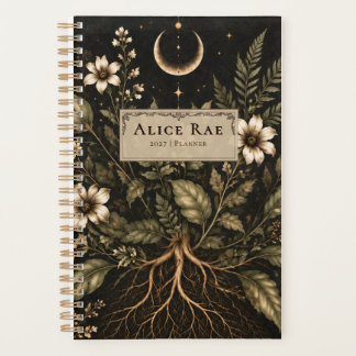 Agenda Luna floral oscura y raíces de flores silvestres P